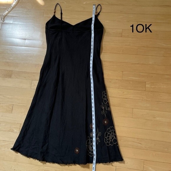 Sisley  Embroidered Midi Linen Dress in Brown 2  NWOT - Picture 13 of 15